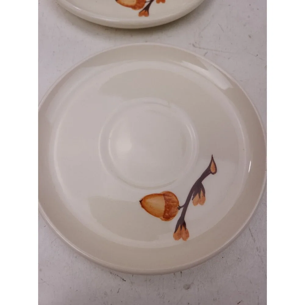 4 Vtg MCM Jaska California pottery Acorn Dessert Plate 6 1/4